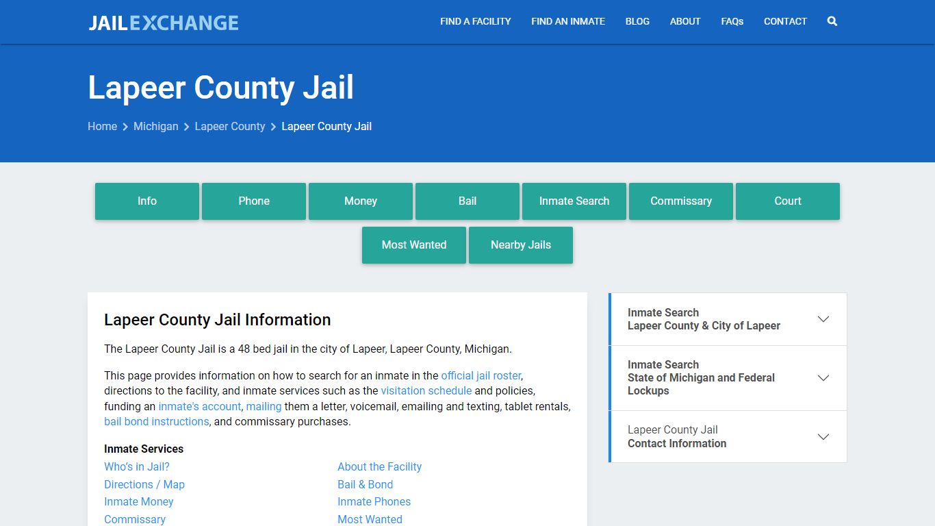 Lapeer County Jail, MI Inmate Search, Information